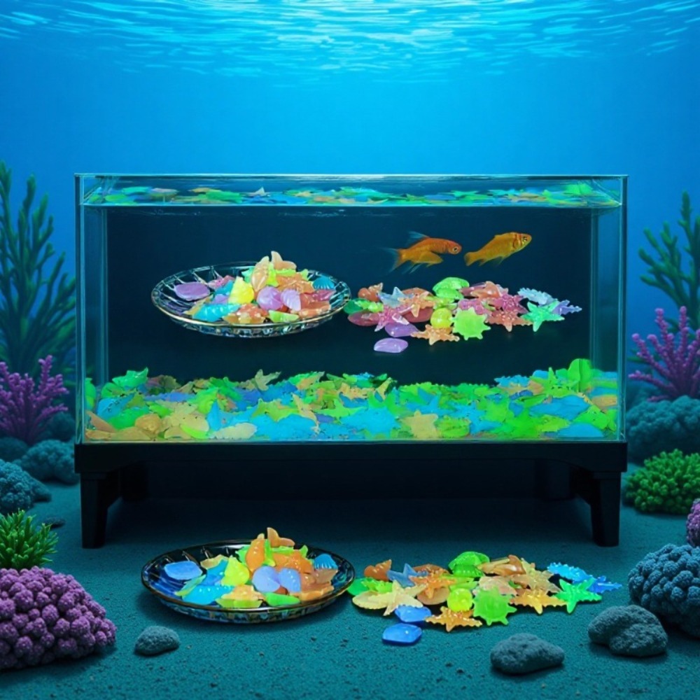 Aquarium Planted Fish Tank - أحجار المحيط المضيئة، أصداف المحار الفلورية،